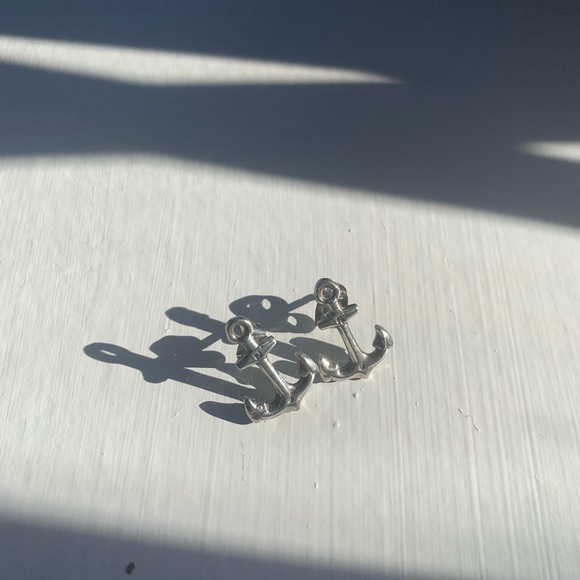 Sterling Silver Anchor Earrings - Picture 7 of 9